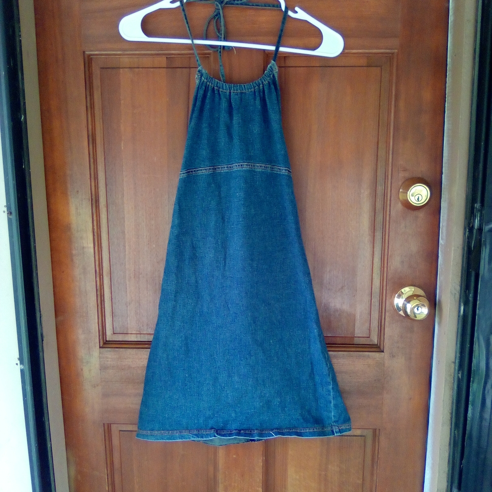 Aqua Blu Denim Halter Dress